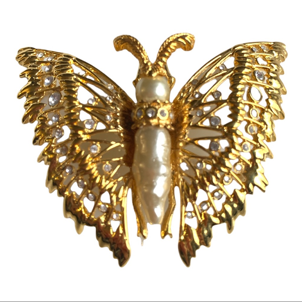 VTG Kenneth Lane Designer RARE! Rhinestone Butterfly Brooch Pin Signed - Picture 6 of 6